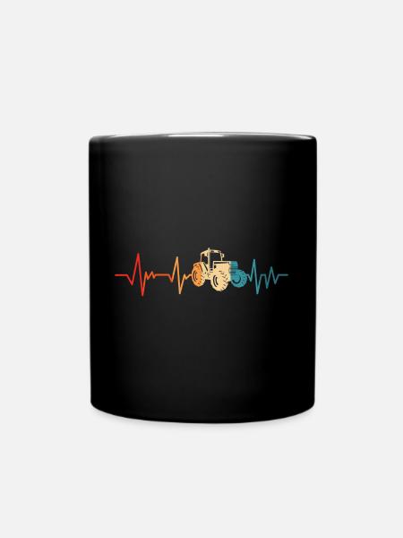 Retro Traktor Landwirt Herzschlag Trecker Bauer - Tasse einfarbig - Schwarz
