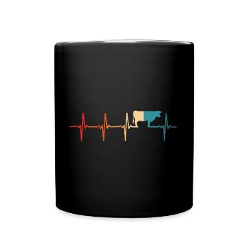 Kuh retro Herzschlag Bauer Kühe - Tasse einfarbig - Schwarz - Vorne