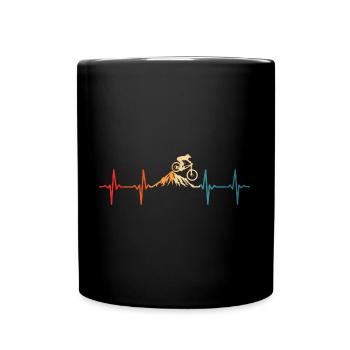 Vintage Mountainbike Herzschlag MTB Mountainbiker - Tasse einfarbig - Schwarz - Vorne