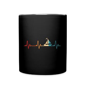 Vinatege Sailor Sailboat Heartbeat Sailing - Full Colour Mug - black - Front