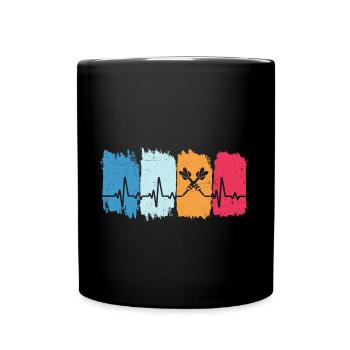 Darts retro heartbeat t-shirt dart - Full Colour Mug - black - Front