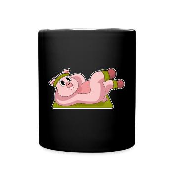 Pig Abdominal Workout Bodybuilding - Full Colour Mug - black - Front