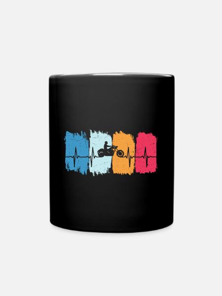Chopper Motorrad Retro Herzschlag Motorradfahrer - Tasse einfarbig - Schwarz