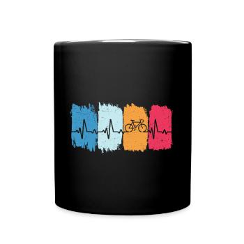 Radsport retro herzschlag fahrrad radfahrer - Tasse einfarbig - Schwarz - Vorne