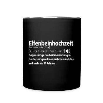 Elfenbeinhochzeit 14 Hochzeitstag Jahre Ehefrau - Tasse einfarbig - Schwarz - Vorne