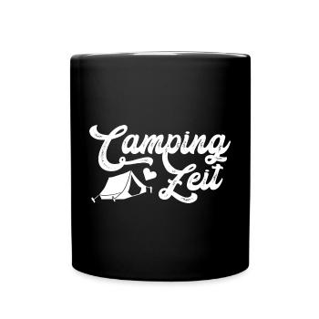 Camping Zeit Retro Lagerfeuer - Tasse einfarbig - Schwarz - Vorne