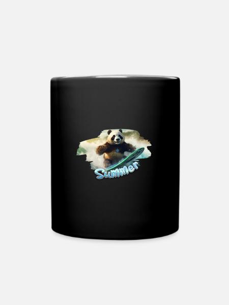 Summer Panda Surfing - Tasse einfarbig - Schwarz