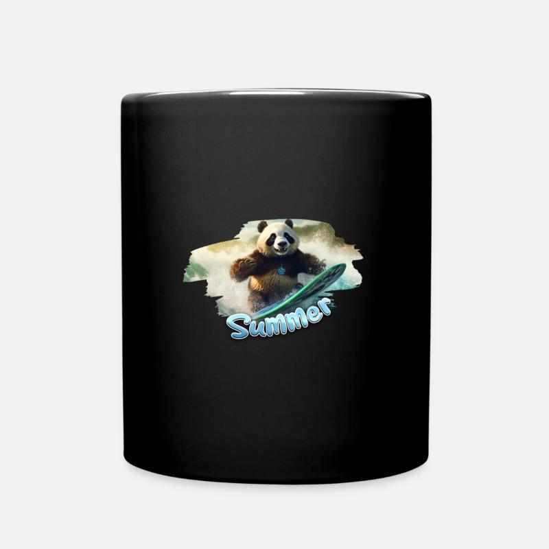 Summer Panda Surfing - Tasse einfarbig - Schwarz