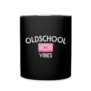 Oldschool Vibes Cassette Retro - Full Colour Mug - black - Front