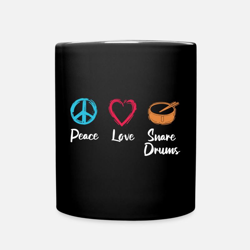 Frieden Liebe Trommel - Tasse einfarbig - Schwarz