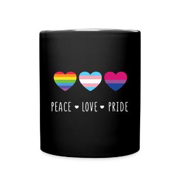 Pride Month LGBT - Peace, Love, Pride - Full Colour Mug - black - Front