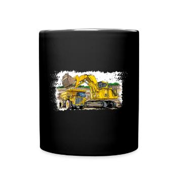 Baustellenfahrzeuge der Oberliga von Erdarbeiten - Tasse einfarbig - Schwarz - Vorne