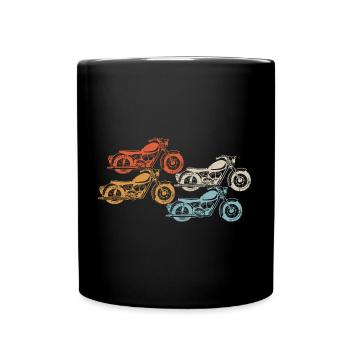 Motorrad Retro Chopper Biker Motorradfahrer - Tasse einfarbig - Schwarz - Vorne