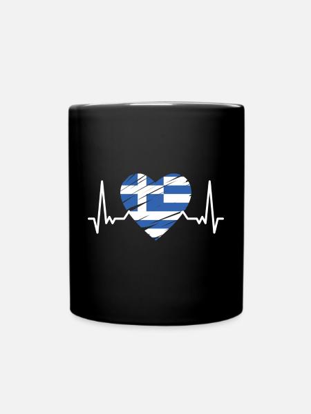 Griechenland Flagge Hellas Athen Griechische Fahne - Tasse einfarbig - Schwarz