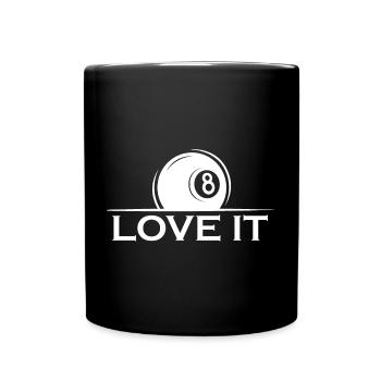8 ball love it Billard Team Verein Gruppe Grafik - Tasse einfarbig - Schwarz - Vorne