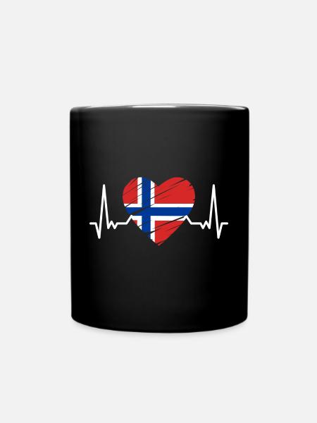 Norge flagg Skandinavia Norsk flagg EKG - Ensfarget kopp - svart