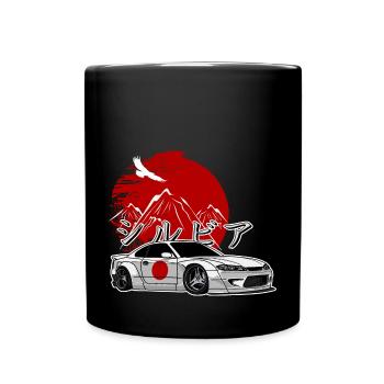 S15 Silvia Sonne Drift Königin JDM Hieroglyphen - Tasse einfarbig - Schwarz - Vorne