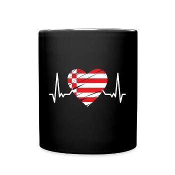 Bremen Flagge Herzschlag Bremer Fahne Puls EKG - Tasse einfarbig - Schwarz - Vorne