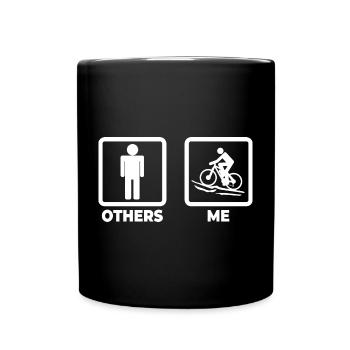 Mountainbiking Strichfiguren - Tasse einfarbig - Schwarz - Vorne