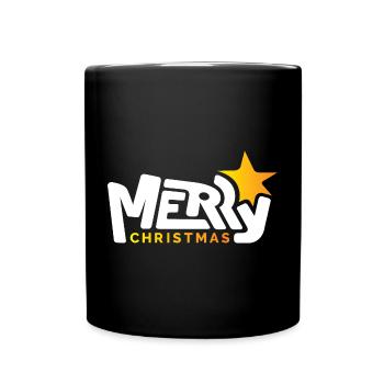 merry christmas font font graffiti star xmas - Full Colour Mug - black - Front