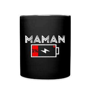 Maman fatiguée batterie faible humour mère cadeau - Mug uni - noir - Devant