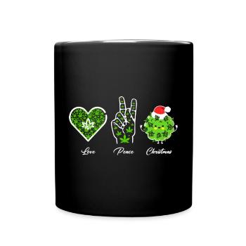 Love, Peace and Happiness / Merry Christmas - Tasse einfarbig - Schwarz - Vorne