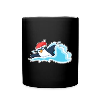 Pingouin Noël baignade - Mug uni - noir - Devant