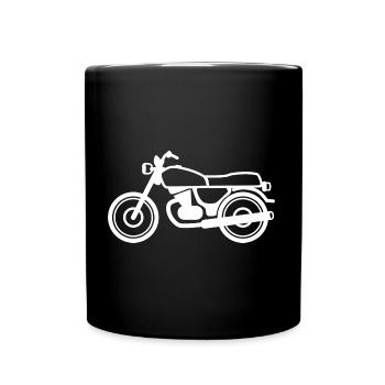 Motorrad / Bike - Zeichnung weiß - Tasse einfarbig - Schwarz - Vorne