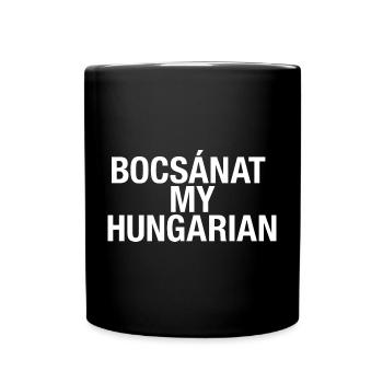 Learn Hungarian Hungary Language - Full Colour Mug - black - Front