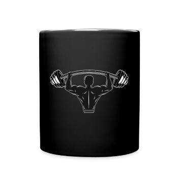Haltère à la main - bodybuilder avec poids - Mug uni - noir - Devant
