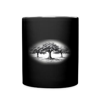 Baum Wald schwarzweiss schwarz weiss - Tasse einfarbig - Schwarz - Vorne