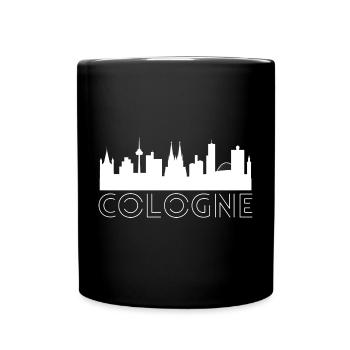 Cologne motif with silhouette of the city in white - Full Colour Mug - black - Front