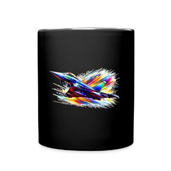 Kampfjet / Eurofighter - Farbsplash - Tasse einfarbig - Schwarz - Vorne