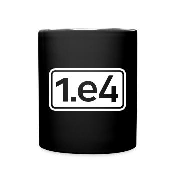 1.e4 Schach Eröffnung Schachverein Team Symbol - Tasse einfarbig - Schwarz - Vorne