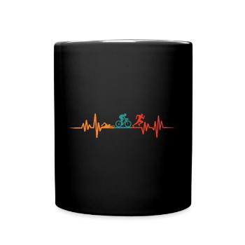 Triathlon rétro heartbeat triathlète triathlète - Mug uni - noir - Devant