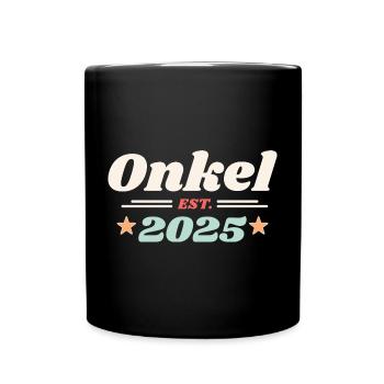 Onkel Est 2025 Ich werde Onkel Retro Style - Tasse einfarbig - Schwarz - Vorne