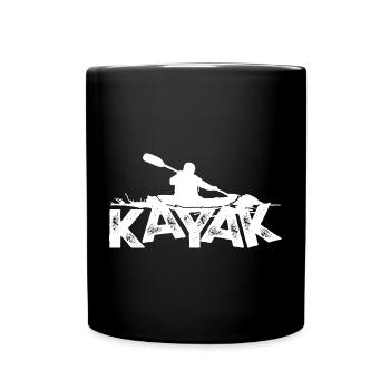 Kajak Silhouette Abenteuer auf fettem Text - Tasse einfarbig - Schwarz - Vorne