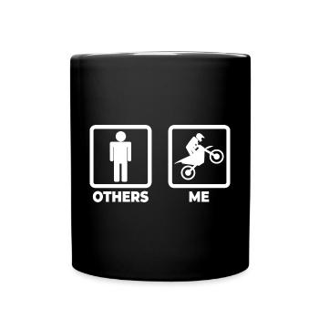 Motocross Strichfiguren - Tasse einfarbig - Schwarz - Vorne