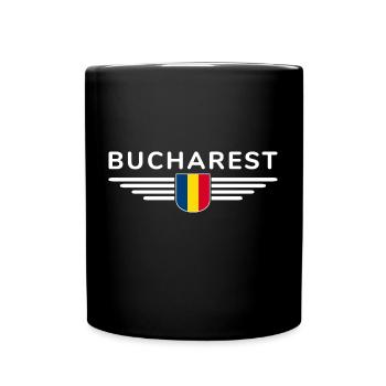 Bukarest T Shirt für Rumänien Fans Outfit - Tasse einfarbig - Schwarz - Vorne
