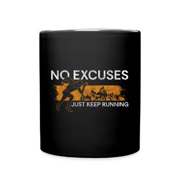 Marathon runners sprinting athlete no excuses - Full Colour Mug - black - Front