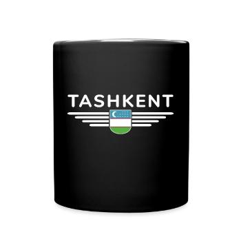 Taschkent T-Shirt – Usbekistans Herz - Tasse einfarbig - Schwarz - Vorne