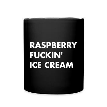Himbeer Eis - weisser Schriftzug - Tasse einfarbig - Schwarz - Vorne