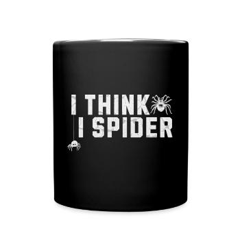 I Think I Spider Denglisch Spinnen Illustration - Tasse einfarbig - Schwarz - Vorne