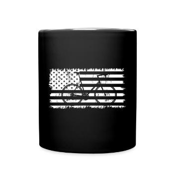 Bicycle American Flag - Full Colour Mug - black - Front
