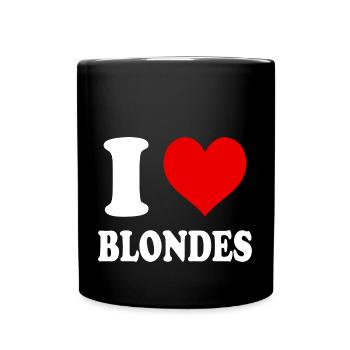 J’aime les blondes Blonde Coeur Drôle Plein d’ - Mug uni - noir - Devant