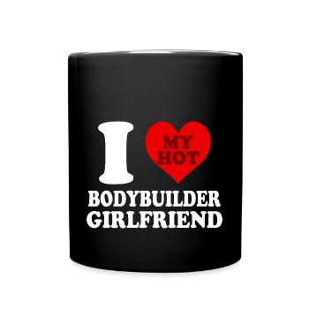 Ich liebe meine Bodybuilderin Freundin Lustiges Herz - Tasse einfarbig - Schwarz - Vorne