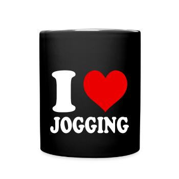 Ich liebe Joggen Laufen Laufen Cardio Herz Lustig - Tasse einfarbig - Schwarz - Vorne