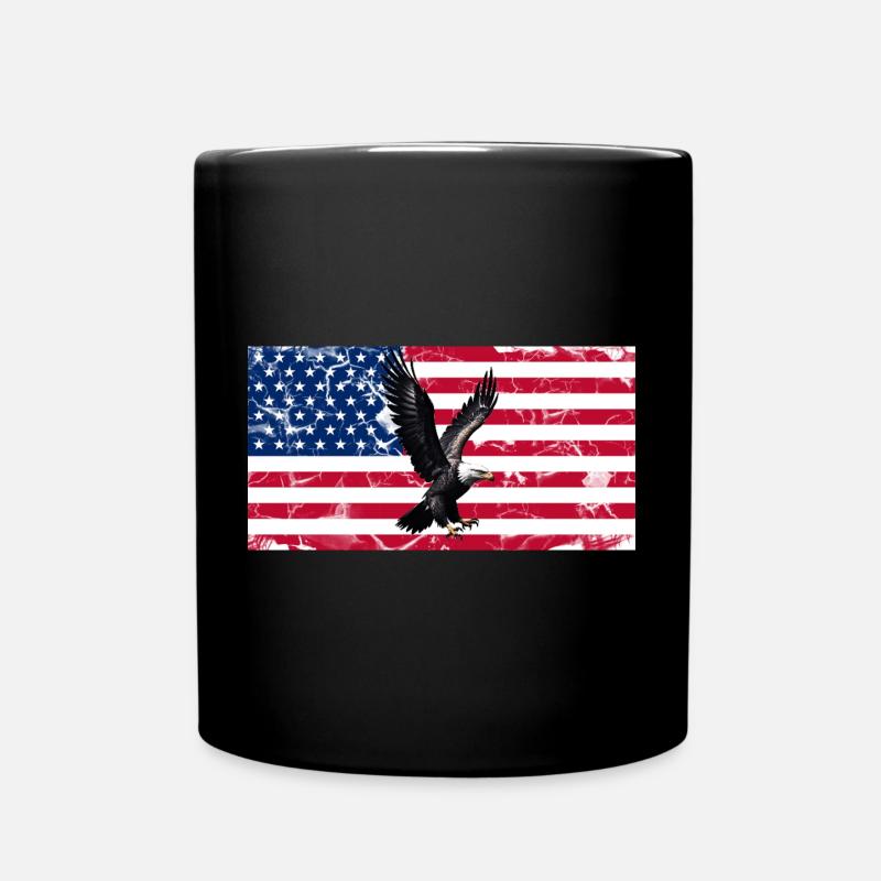 Liberty Eagle over US flag - Full Colour Mug - black