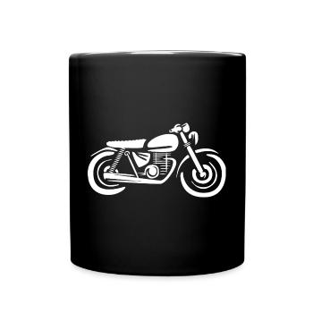 Moped und Motorrad Cartoon - retro racing biker - Tasse einfarbig - Schwarz - Vorne