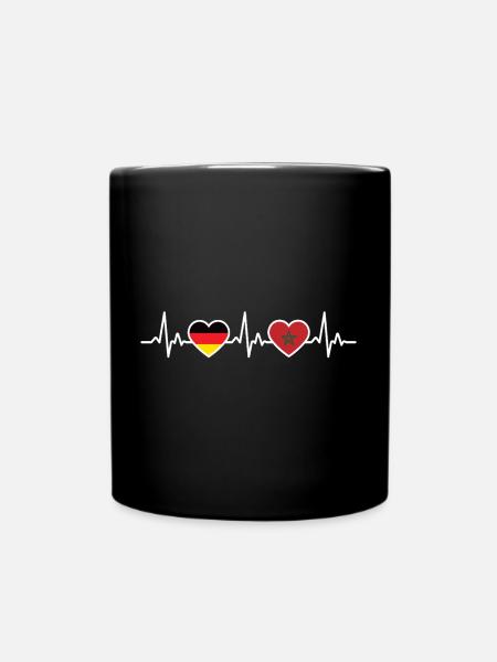 Marokko Deutschland Herzschlag Flagge Marokkane - Tasse einfarbig - Schwarz